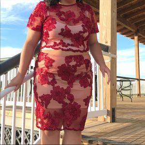 2 piece shear lace skirt and top